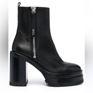 EUC AGL Black Leather Platform Ankle Boots - Size EU 38 | US 7.5 - $995 MSRP